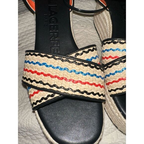 KARL LAGERFELD PARIS Women's Celest Ankle-Strap Espadrille Platform Wedge Sandal - Picture 7 of 7